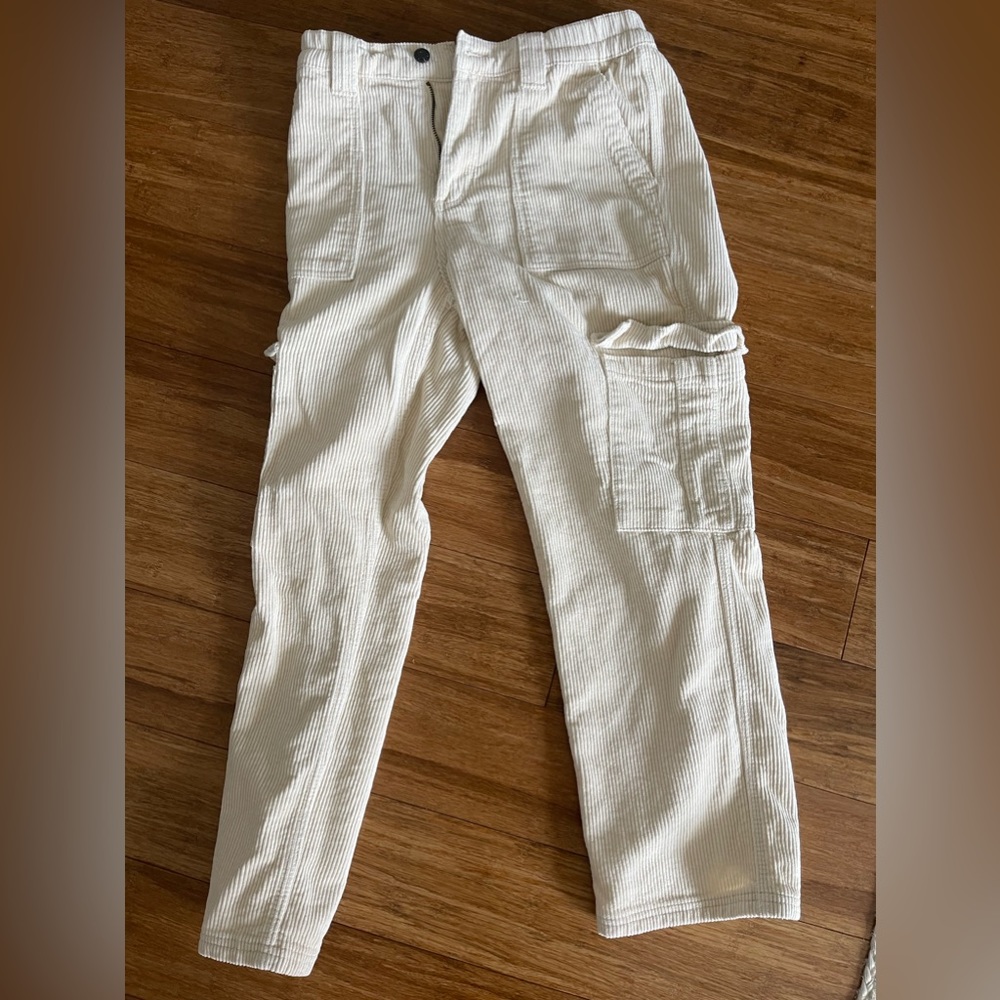 White corduroy cargo pants